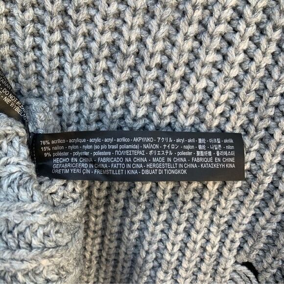 Zara Mock Neck Oversize Slouchy Distressed Sweater Fisherman Core C20 - Picture 11 of 15